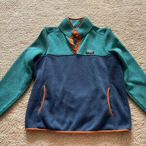 Women's L.L.Bean Sweater Fleece Pullover, Colorblock Size L Petite